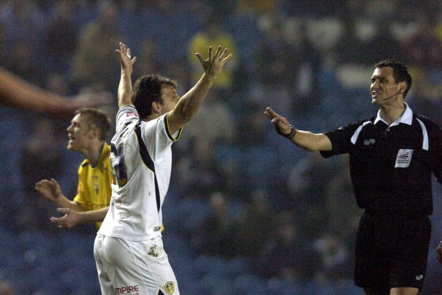 Robbie Blake appeals for a decision from referee Andre Marriner.