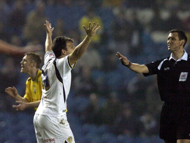 Robbie Blake appeals for a decision from referee Andre Marriner.