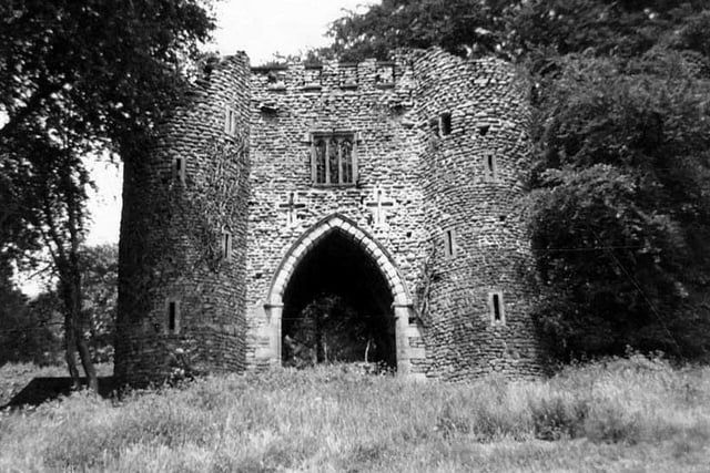 The castle ruins pictured in the 1950s.