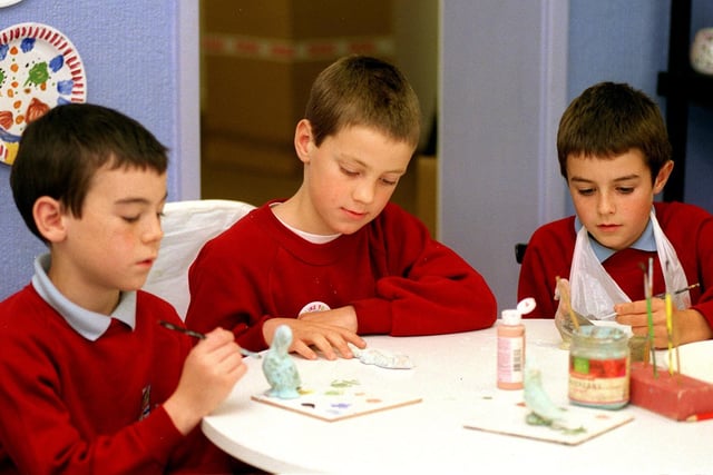 Pupils from Moortown C of E School enjoyed a pottery workshop in October 1999. Pictured are Austin Goodchild, Tenzin Haarhaus and Fynn Seeger.