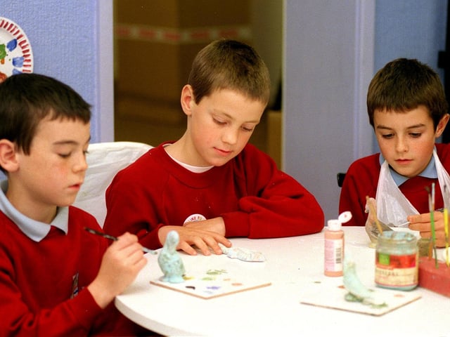 Pupils from Moortown C of E School enjoyed a pottery workshop in October 1999. Pictured are Austin Goodchild, Tenzin Haarhaus and Fynn Seeger.