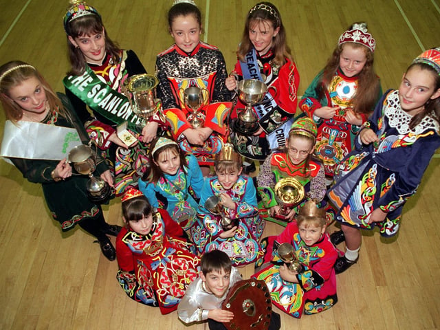 The Tracey Scanlon School in Moortown had returned from World Irish Dancing Championships in December 1997. Pictured, back row from left, are Ellen McCormack, Elizabeth McCleave, Rachel Watson, Sinead Fallon, Elizabeth McGrath and Helen Priestley. Front row, from left are Siobhan Lancashire, Hannah Rowland, Kirsty Mooney, Annmarie Barrett and Rebecca Watson. Matthew McCaffrey is at the front.