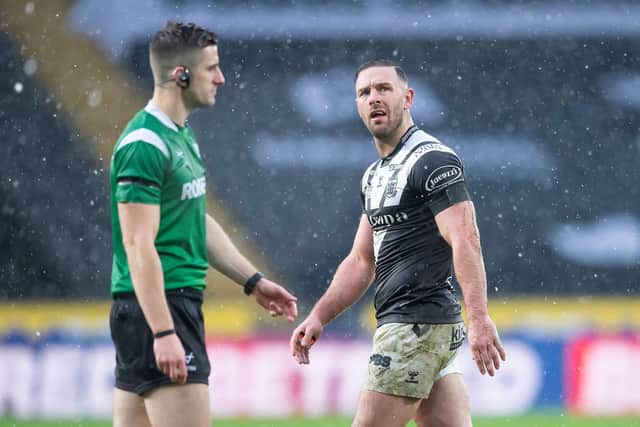 Hull FC's Luke Gale is given a red card and sent off against St Helens in February. Picture: Allan McKenzie/SWpix.com