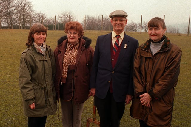 These campaigners were fighting for the future of the tennis courts at Western Flatts Park in Wortley. Pictured in the neglected courts are, from left,  Anne Ellis, Eileen Page, Richard Page and Susan Stephenson.