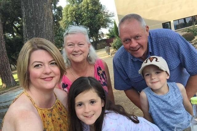 Tony Clay pictured weith his wife Joyce, daughter Kathryn de Prudhoe and grandchildren Ruby and Jacob.