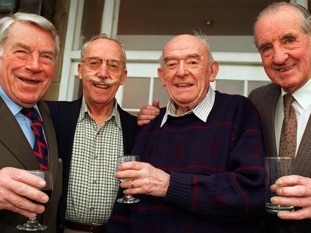 Four former pupils of Moortown Council School enjoyed a reunion in January 1997. Pictured, from left, is Brian Durrans, Bernard Walker, Derrick Walker and Clifford Waterson.