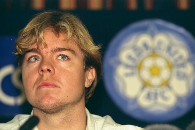 Tomas Brolin meets the media after signing for the club at Elland Road in November 1995. PIC: Getty