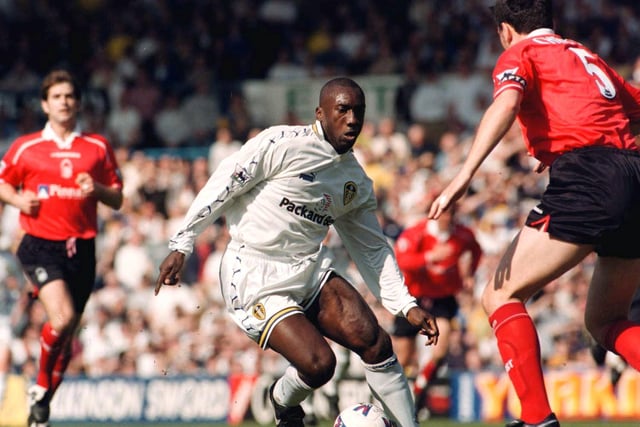 Jimmy Floyd Hasselbaink runs at the Nottingham Forest defence.