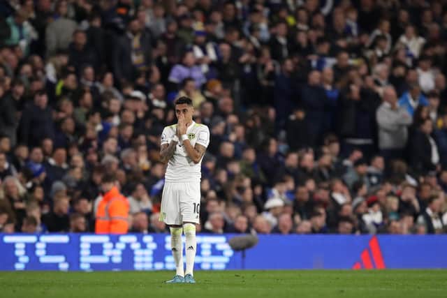 EMOTIONAL DISPLAY - Leeds United's Raphinha has worn his heart on his sleeve during difficult periods this season. Pic: Getty