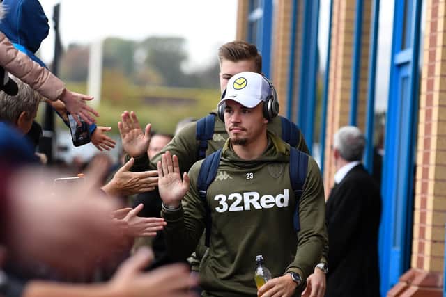 Kalvin Phillips greets Leeds United fans ahead of a Championship game against Brentford at Elland Road in 2018. Pic: George Wood.