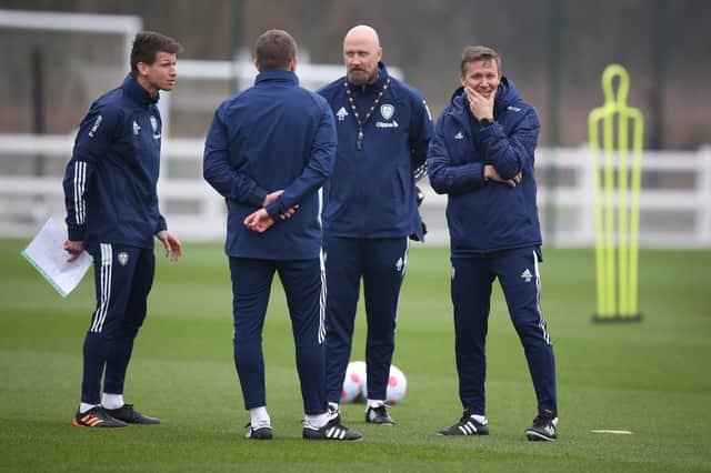 Leeds United first team coaches assemble at Thorp Arch for training. Pic: George Wood.