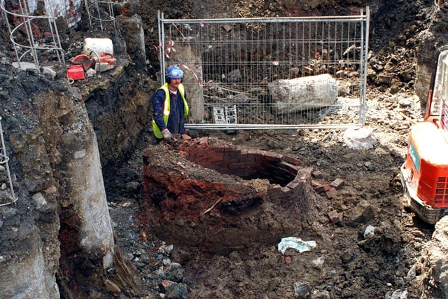 An old brick-lined well found on the site of the former Wellington Street bus station.