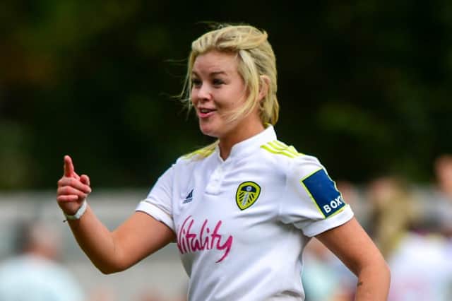 Laura Bartup was among several Leeds United players who went close to scoring in the 2-0 home defeat to Norton & Stockton Ancients. Picture: James Hardisty.