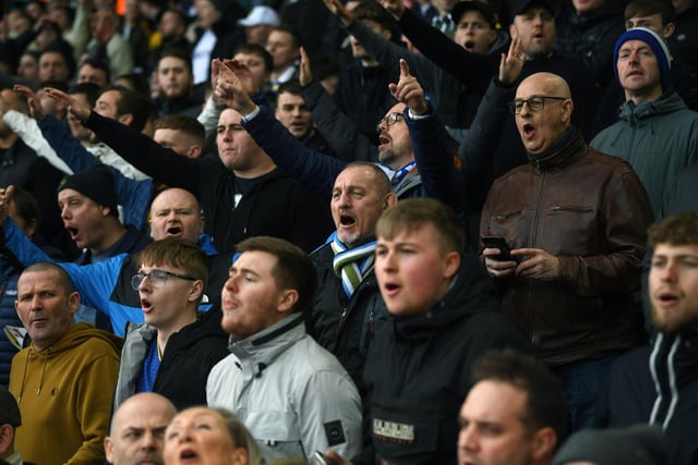 Fans united as one in the Elland Road stands.