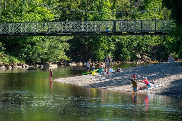 The pebble beaches on the River Wharfe, Ilkley