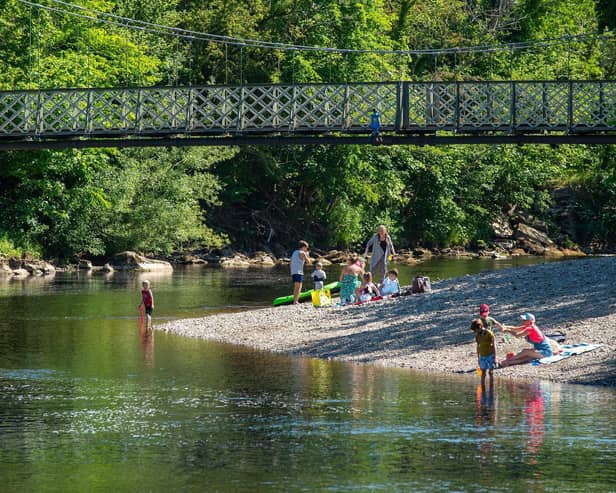 The pebble beaches on the River Wharfe, Ilkley