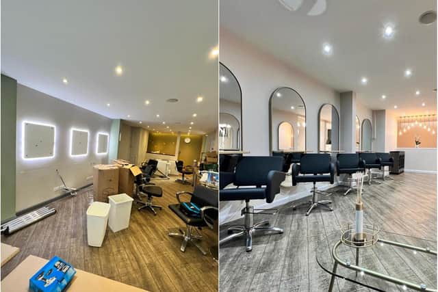 During and after the salon renovations