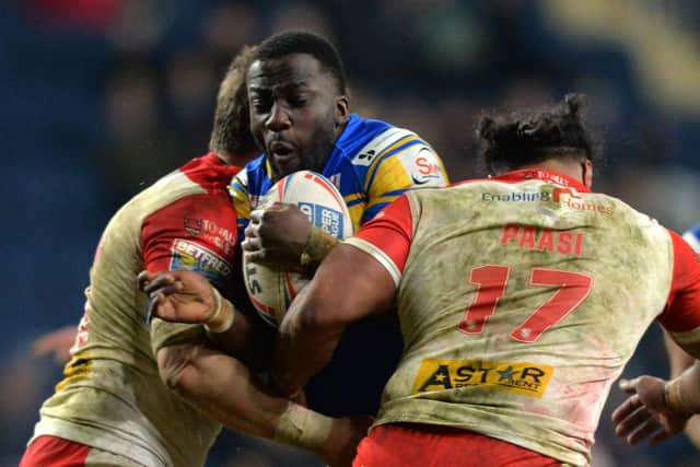 Fans felt front-rower Muizz Mustapha brought energy off the bench for Leeds Rhinos in the defeat to St Helens. Picture: Bruce Rollinson.