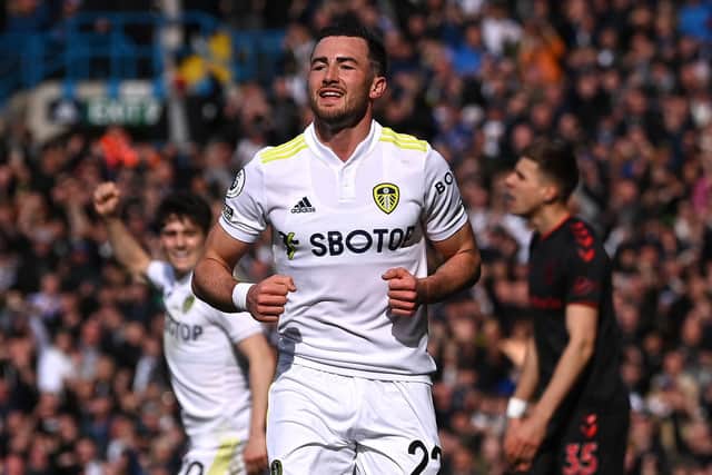 TWO IN TWO: Jack Harrison celebrates netting to put Leeds United 1-0 up in Saturday's 1-1 draw against Southampton, the winger scoring for the second game on the trot. Photo by Stu Forster/Getty Images.