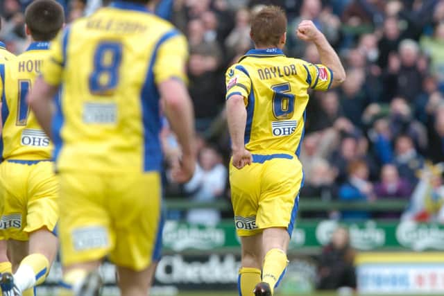 5th April 2010....Yeovil Town v Leeds United, pictured Leeds United's Richard Naylor, celebrates after his second goal past Yeovil's keeper Alex McCarthy, giving Leeds the Lead 2-0.