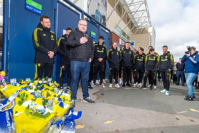 STRONG MESSAGE - Gareth Senior, a witness to the violence in Istanbul that claimed the lives of Chris Loftus and Kevin Speight, did not sugarcoat his message outside Elland Road in front of the Leeds United squad. Pic: James Hardisty
