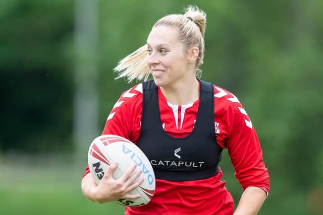 England star Chloe Kerrigan has a foot in both the Leeds Rhinos' and Oulton Raidettes' Challenge Cup camps. Picture: Allan McKenzie/SWpix.com.