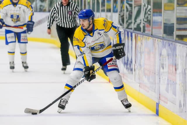 LOSING CAUSE: Ethan Hehir returned from illness for Leeds Knights but it was a tough night, as they lost out to hosts Milton Keynes Lightning 5-0. Picture: Andy Bourke/Podium Prints.