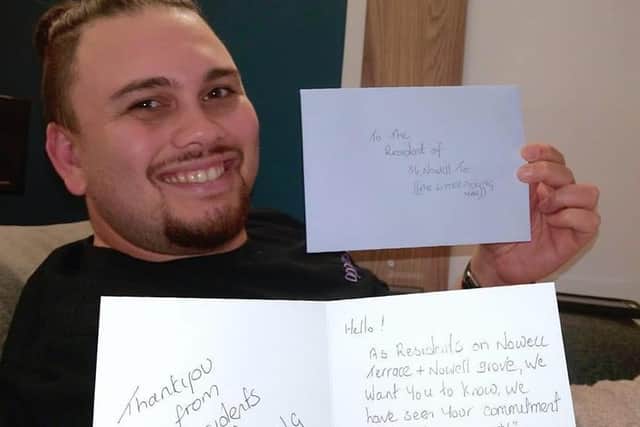 Samuel received the thank you from local residents.