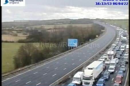 The motorway was closed in both directions (Photo: motorwaycameras.co.uk)