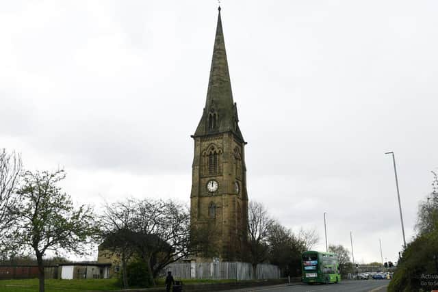 The spire of Hunslet`s St Mary’s Church is a grade II listed building and is the tallest church spire in Leeds. Picture: Jonathan Gawthorpe.