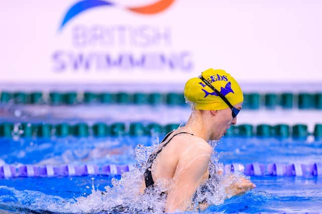 LONG WAIT ENDED: Leah Schlosshan, of City of Leeds, in action at Ponds Forge International Sports Centre, Sheffield, England at the 2022 British Swimming Championships. Pictures: Georgie Kerr/British Swimming