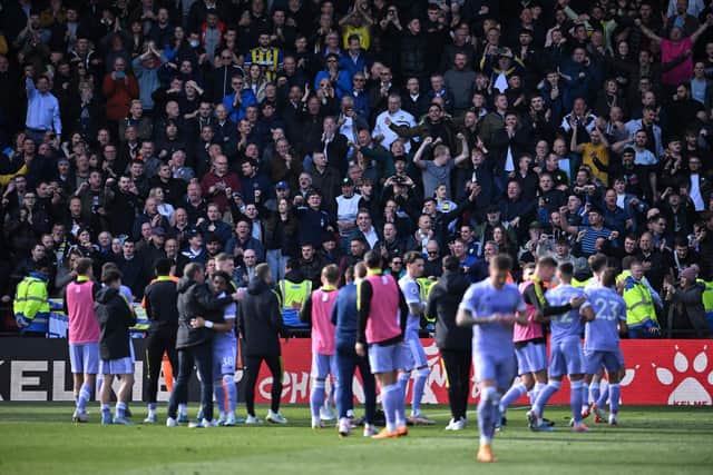 HUGE WIN - Leeds United celebrated a massive win over Watford at Vicarage Road to move to the very cusp of Premier League safety. Pic: Getty