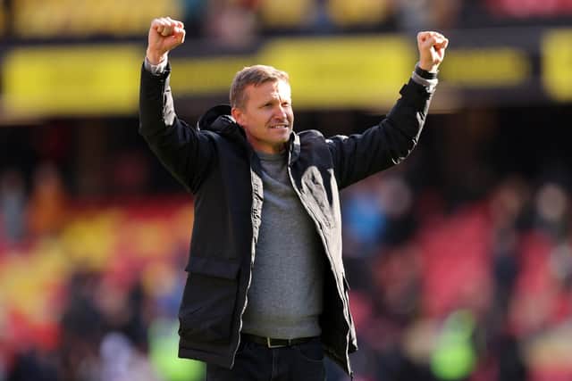 PLAN: For Kalvin Phillips outlined by Leeds United head coach Jesse Marsch, above, pictured after Saturday's 3-0 win against Watford at Vicarage Road.
Photo by Alex Morton/Getty Images.