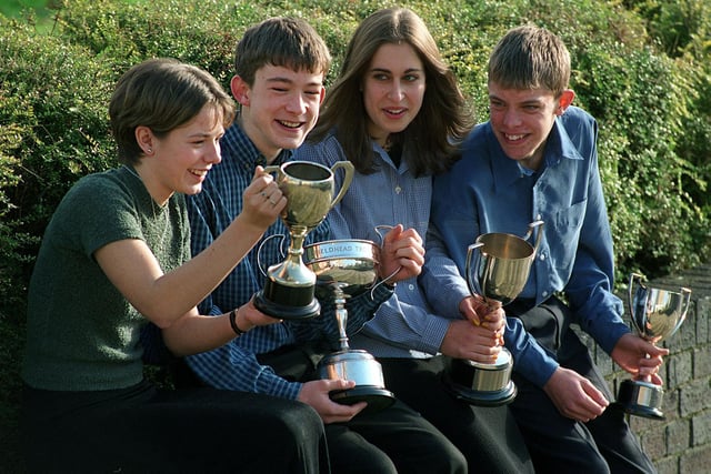 Top pupils at Guiseley School's prize winning ceremony in November 1997. Pictured, from left, are  Claire Riley, Edward Davies, Diana Papaioannu and Christopher Busby.