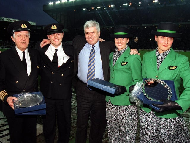 Peter Risdale thanks the captain and crew after an emergency landing when the team were on their way home from West Ham United the previous month.