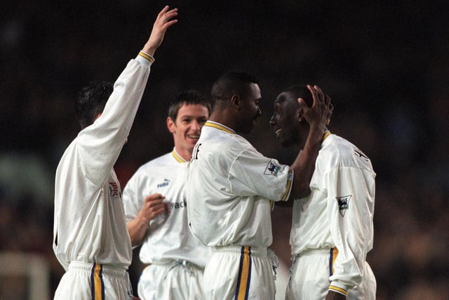 Jimmy Floyd Hasselbaink celebrates his first goal of the game.