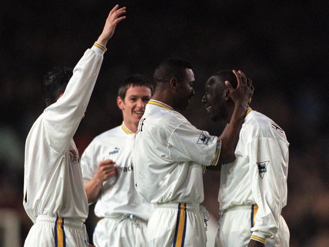 Jimmy Floyd Hasselbaink celebrates his first goal of the game.