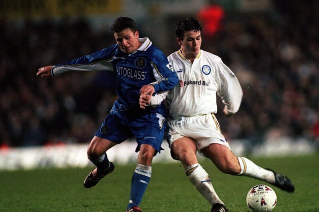 Ian Harte battles for the ball with Chelsea's David Lee.