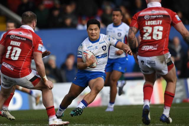 Wakefield's Mason Lino goes on the attack against Salford. 
Picture: Jonathan Gawthorpe.