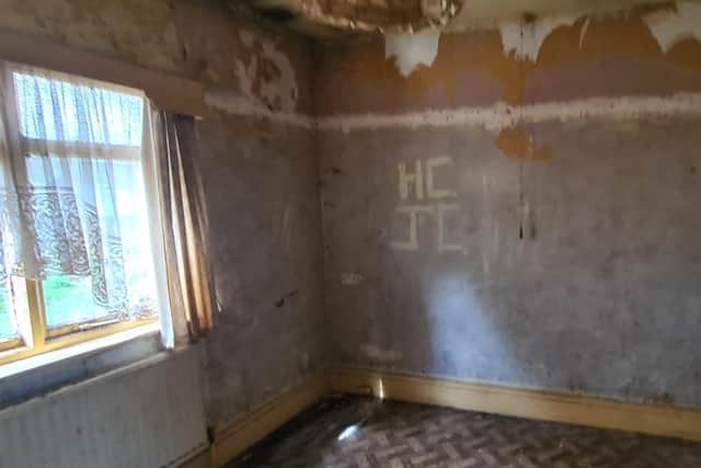 When the couple bought the house it was not in a good state. Pictured is one of the bedrooms.