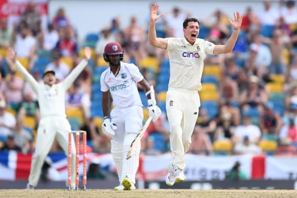 Yorkshire's Matty Fisher on his England Test debut tour in the West Indies. Picture: Gareth Copley/Getty Images.