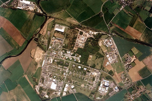 An aerial view of the 450 acre Thorp Arch Trading estate off Walton Road in April 1997. In 1942 a Royal Ordinance Factory opened on it. It took 18 months to build and cost £5.9 million.