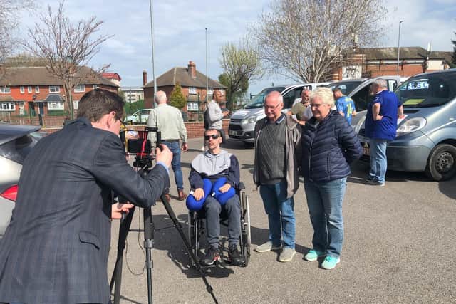 Waving off the convoy was ex-Leeds Rhinos rugby league legend and MND campaigner Rob Burrow and his parents, Geoff and Irene.