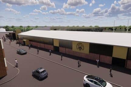 An exterior view of Tigers' proposed stadium redevelopment. Picture by Castleford Tigers/Highgrove Group/WMA Architects.