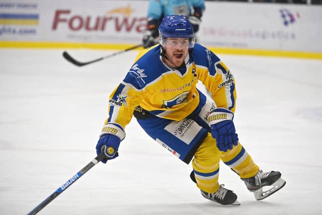 Matthew Davies struck a third period equaliser for Leeds Knights against Bees at Elland Road. 
Picture: Bruce Rollinson