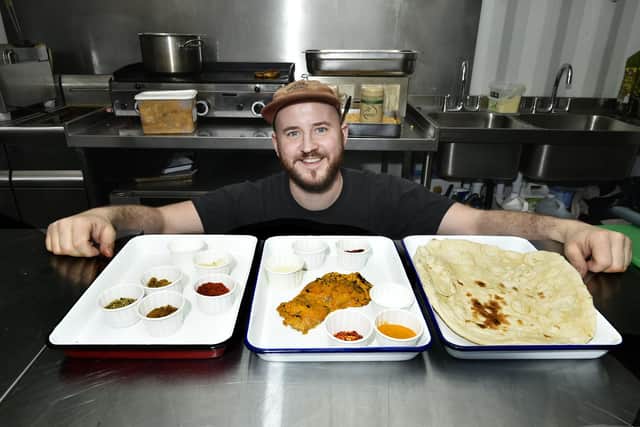 Hugo with the ingredients for his popular chicken shawarma dish (Photo: Steve Riding)