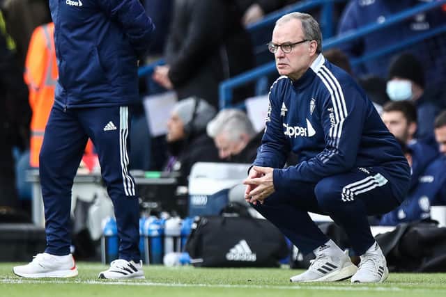 Former Leeds United boss Marcelo Bielsa on the sidelines during his last match in charge against Tottenham Hotspur in February. Pic: Robbie Jay Barratt.