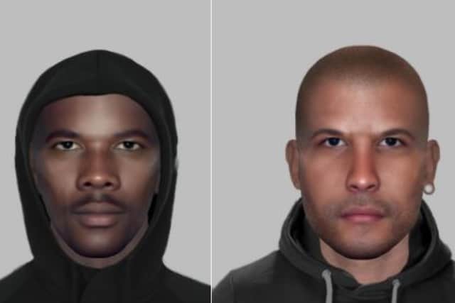 Police have released two e-fit images following an attack on a man on the Spen Valley Greenway, in Dewsbury, on Wednesday April 6.