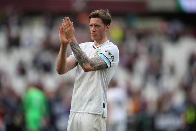 Burnley striker Wout Weghorst applauds fans after the Clarets' 1-1 draw with West Ham United. Pic: Steve Bardens.