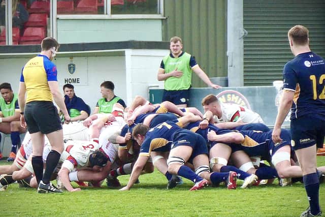 Action from Leeds Tykes' 42-36 victory over Plymouth Albion. Picture: Alfie Yates.